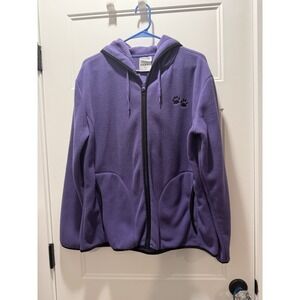 The Animal Rescue Site Womens Fleece Hoodie Size XL Purple Embroidered Paws